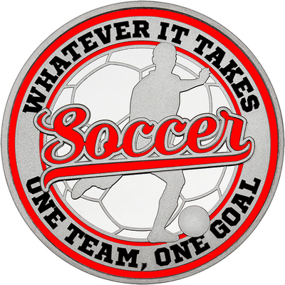 Red "Soccer" with Red Outer Circular Borders